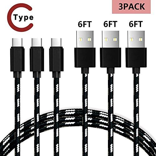 USB Type C Cable, Cankepi Type-C to USB 3.0(3 Pack 6FT )Nylon Braided Charging Cord Fast Charging Sync Date Cable for Samsung Galaxy S9 Note 8,LG V30 G6 G5 V20,Google Pixel, Moto Z2,other USB C device