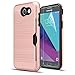 AnoKe Galaxy J3 Emerge/J3 Prime/Amp Prime 2/Express Prime 2/Sol 2/J3 Mission/J3 Luna Pro/J3 Eclipse Case with Screen Protector, Card Slots Shock Proof Back Hard Cases for Galaxy J3 2017 KC2 Rose Gold
