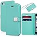 iPhone 5c Case,By Ailun,Wallet Case,PU Leather Case,Credit Card Holder,Flip Cover Case[Mint Green]
