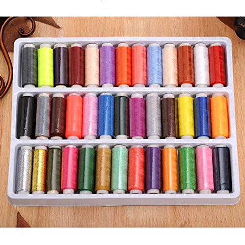 39 Colors Sewing Thread Textile Supplies Rainbow Color Sets Thread Box Kit Beautiful Wear-Resistant Polyester Household Textile Thread Handicraft Sewing Weaving Yarn Embroidery Thin Thread Clothing