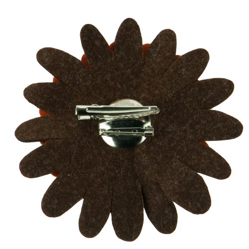 3 Layers Gerber Style Large flower Hair Pin and Clip - Brown Orange OSFM