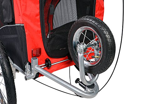 Enjoi Pet Bike Trailer Dog Cat Bicycle Carrier Stroller Jogger Shopping Cycling Wagon (Black & Red)
