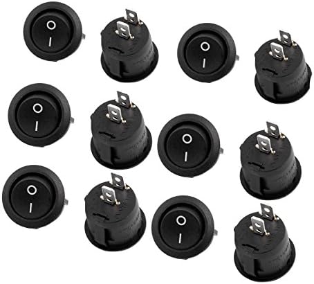 KINGSHENG Direct 12 Pcs Black Round Button SPST On/Off Rocker Switch AC 125V/12A 250VAC/10A UL Listed