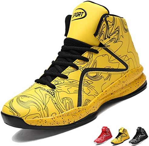 LANSEYAOJI Men’s Basketball Shoes Fashion Sneaker Breathable Outdoor Sports Trainers High-Top Lightweight Athletic Running Boots Fluorescence Jogging Shoes Non-Slip Lace Up