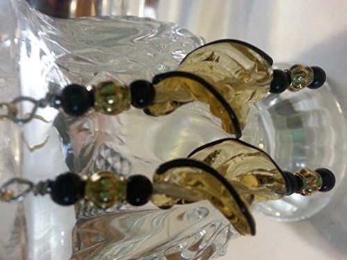 Yellow Glass Leaf Earrings