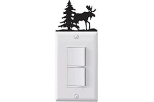 LEENAE 2pcs Moose in Trees Light Switch Sticker, Peel & Stick Vinyl Wall Decal for Door Frame, Switch Plate Cover – Removable