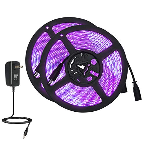 Escolite UV Strip Light Black Light, UV LED Strip Light Blacklight 33Ft/10M 600 Units UV Lamp Beads, Flexible Waterproof IP65 with 12V 2A Power Supply - Thumbnail 7