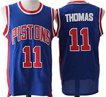 Mens Isiah Thomas #11 Detroit Pistons Blue Retro Stitched Basketball Jersey Size M