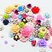Fityle 50 Pieces Assorted Colors Size Resin Rose Flower Flatback Cabochons Embellishments