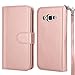 Tekcoo Compatible for Samsung Galaxy J3 / J3 V/Galaxy Sky/Galaxy Sol/Amp Prime/Express Prime Wallet Case, ID Credit Card Slots Holder PU Leather Flip Cover [Detachable Magnetic Case] Rose Gold