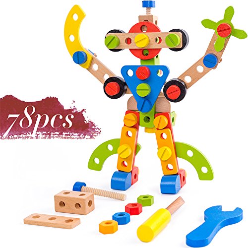 UPC 653445656280, Wooden Building Toys 78 Piece for 3 Year Old Boys STEM Toys for 3, 4, 5 Year Old Boy Gifts