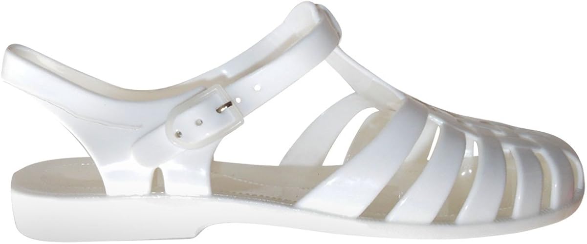 white jelly flip flops