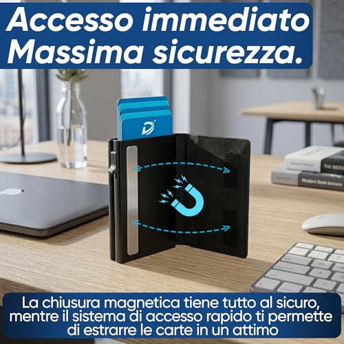 DIADEMY Men's Slim Wallet in Ultra High Quality Microfibre, Credit Card Holder for Men, Small but Large Size, RFID / NFC Card Holder, Coin Pocket, Magnetic Closure