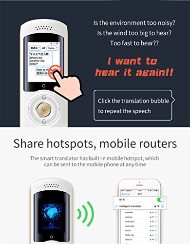 M3M Smart Language Translator 4G Wifi Global Online 45 Languages Instant Voice Synchronization Translation Learning Travel Business Conference(Upgraded Version),White - Thumbnail 5