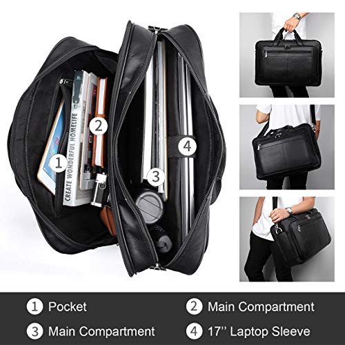 Augus Mens Leather Briefcase Messenger Bag Waterproof Travel Business