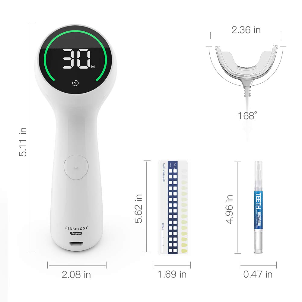 SENSOLOGY Teeth Whitening Kit with Led Light, 16 powerful Teeth Whitener, 35% Carbamide Peroxide Tooth Whitener, (4) 3ml Gel Syringes, Mouth Tray, (5) Whitening Stripes-Built in 7 Types Timer : Beauty
