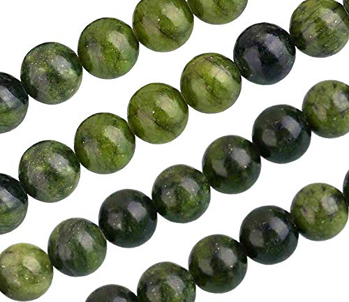 Natural Gemstone Beads Taiwan Jade Frosted and Polished Round 4 mm 6 mm 8 mm 10 mm Green Set Loose Jewellery Beads for Design Craft Accessories Pearl Necklace (4 mm, 25 Pieces Polished)