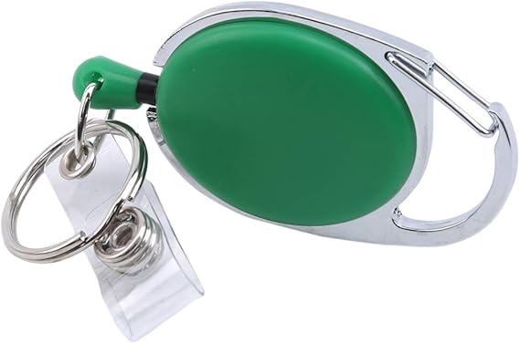 Amazon Co Jp Hkun キーホルダー キーチェーン キーバック キーリング キーリール 収納式 引き込み式 シンプル ビジネス グリーン 服 ファッション小物