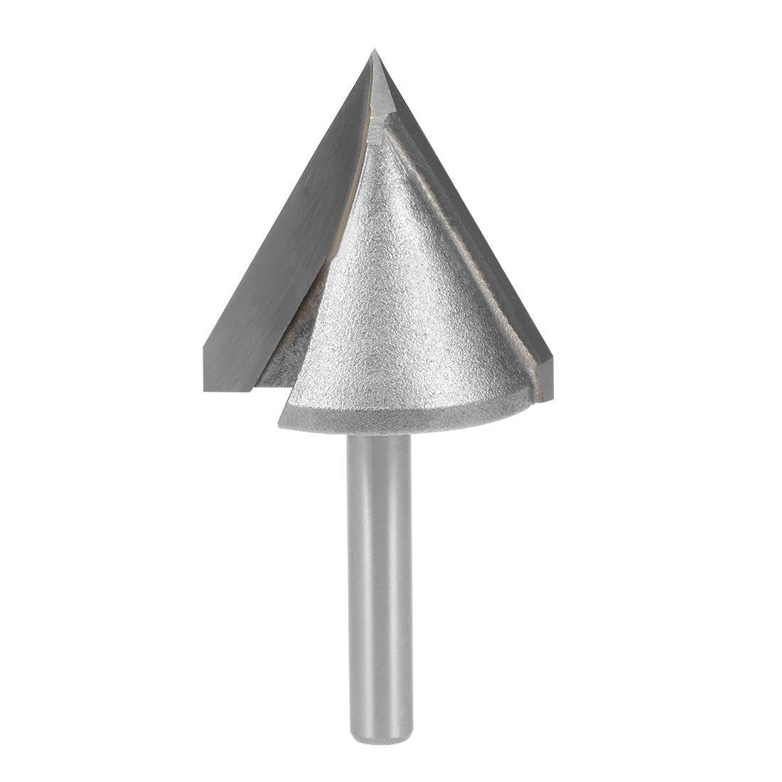 sourcing map 60 Degree V-Groove Router Bit 32mm Dia with 6mm Shank, Titanium Steel Tipped V Grooving Bit (Gray)