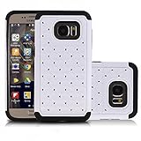 Galaxy S7 Case, NOVT [Dual Layer] Shock Absorbing Hybrid Rubber Plastic Impact Defender Rugged Hard Bling Rhinestone Glitter Phone Case Cover Heavy Duty for Samsung Galaxy S7 (White)