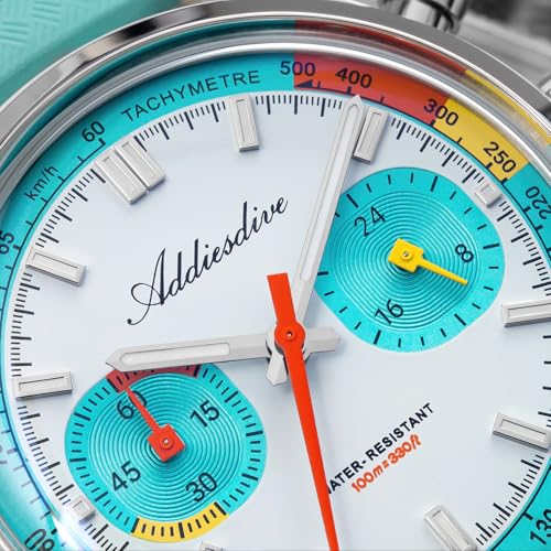 ADDIESDIVE Men’s 38mm Quartz Chronograph Watch, 100M Water-Resistant, BGW9 Luminous, 316L Stainless Steel, Nylon Strap, FKM, Rubber
