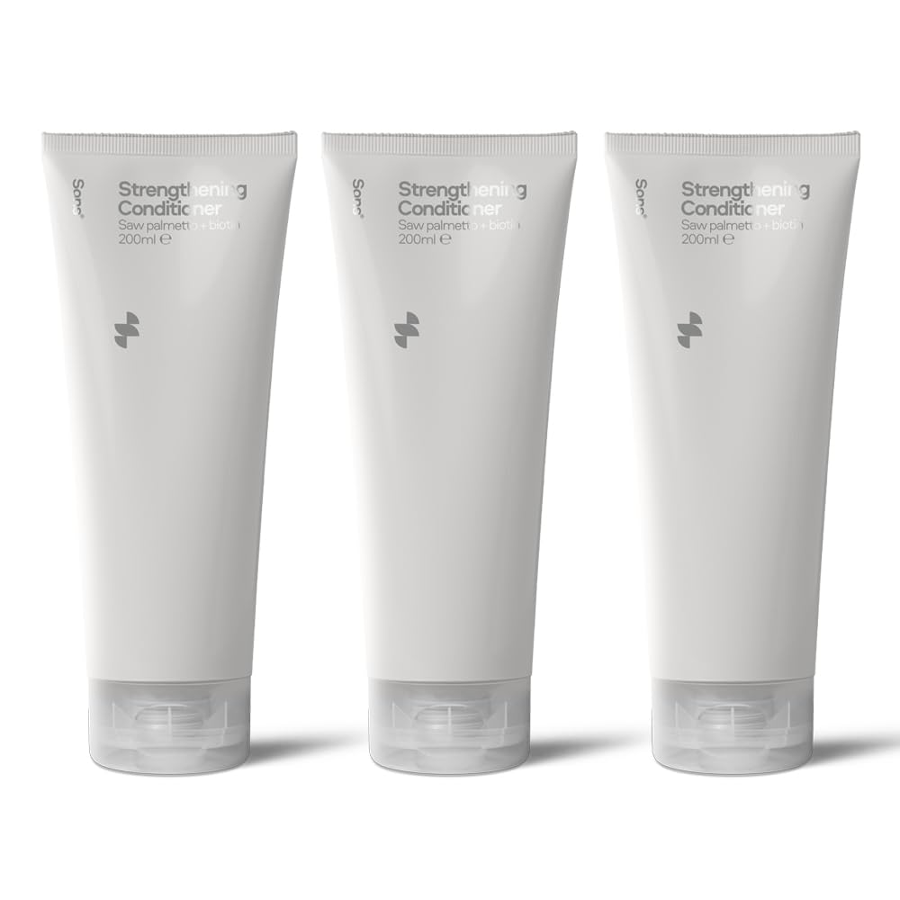 Sons Strengthening Conditioner (3x200ml). DHT Blocking and Anti-Dandruff Formula with Saw Palmetto, Argan Oil, & Biotin. Sulphate & Paraben Free. Itchy Scalp Treatment. 3 Month Supply. Made in Europe.