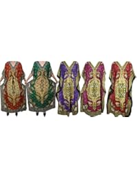 Mogul Womens Kaftan Caftan Printed Cover Up Kimono Maxi Dress Wholesale Lot Of 5 Pieces