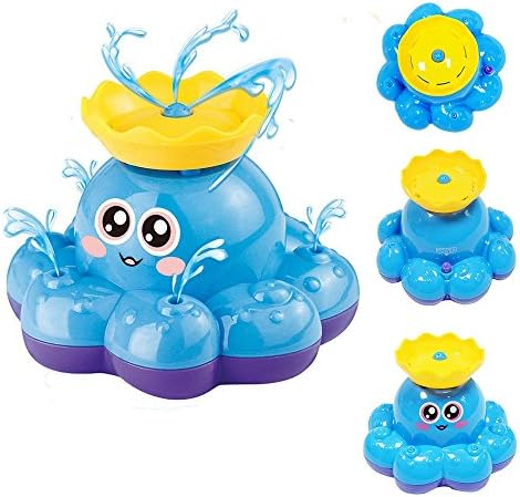 Bath Toy Squirt Spray Water Fountain Toy Floating Rotating Cute Electronic Octopus Ocean Animal Toy for Baby for Bathtub Tub Bathroom Inflatable Pool Swiming Pool