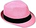 Simplicity Straw Beach Hat Men Women Summer Short Brim Fedora Hat, Light Pink SM