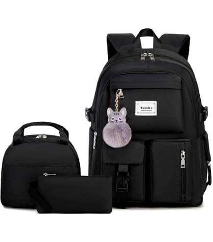 Acmebon Girl Roomy Fashion Laptop Backpack Set Casual Daypack Set for Women Black : Electronics