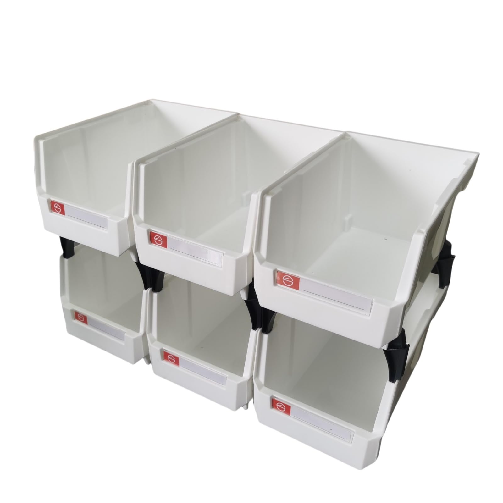Pe&Hui 6 Pack Storage Organizer Boxes,Wall Mount Storage Parts Rack,Stackable Shop Tool Bins for store Screws,Small Parts,Office Supplies and other Accessories (White)