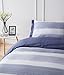 100% Natural Cotton 3 Pieces Duvet Cover Set,1 Duvet Cover 2 Pillow Shams, Hotel Quality,Soft,Breathable,Easy Care (Queen, White&Bule)