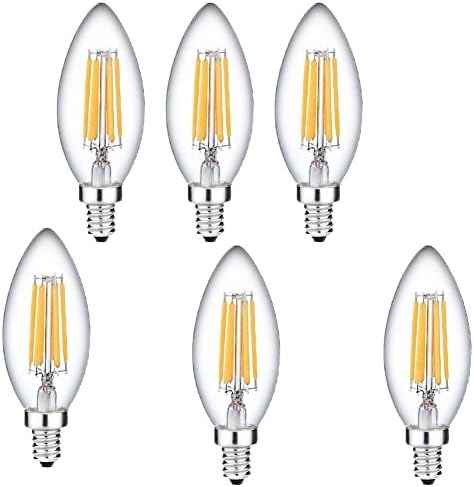 CIMC LLC 6 Pack Vintage Edison Light Bulb Dimmable Filament LED Light Bulb C35 ,2W 4W 220V E14 Medium Base,5730 Chip,2700K Warm White Decorative Tip BubbleLED Tip Ca (6)
