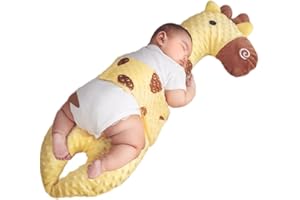 JIAHG Baby Side Sleep Pillow Multi-Functional Non Milk Regurgitation Newborn Soothing Exhaust Pillow Accompany Sleeping Hug Pillow for Infants Age 0-1 Year Comfy Bedding Bolster with Fixing Belt