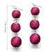 Hot Pink Thread Ball Dangle Earrings Rose Red Bead Tassel Lantern Drop Wedding Earrings for Girls