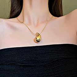 Teardrop Necklace Earrings Chunky Gold Hoop