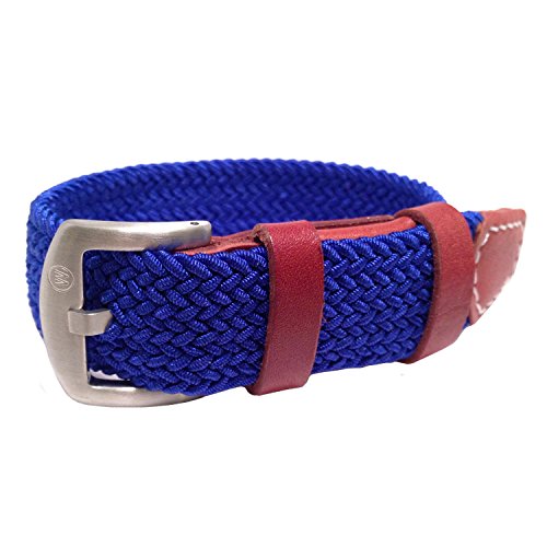 W&S Braided Woven Watch Strap Stretch Watch Band (20mm, Navy Blue)
