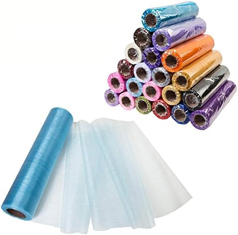 Meijuner 29CM Width X 25M Length Organza Roll Sashes Fabric Table Runner Chair Sashes Bow for Decoration (Sky Blue)