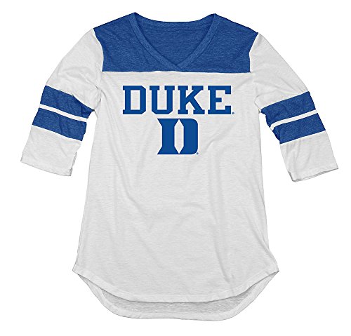 Elite Fan Shop Duke Blue Devils Womens 3/4th Sleeve Tshirt - L - White