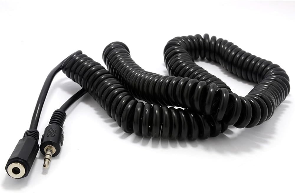 kenable Coiled 3.5mm Stereo Jack to Socket Headphone Extension Cable Lead 5m (~16.5 feet)