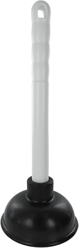Merriway BH01938 100mm Sink Plunger 4 Inch Cup 225mm Plastic Handle White Black