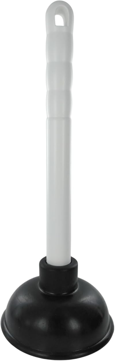 Merriway BH01938 100mm Sink Plunger 4 Inch Cup 225mm Plastic Handle White Black