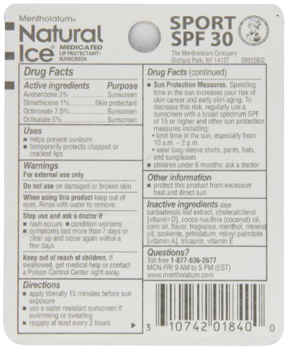 Natural Ice Sport - SPF 15 lip balm in Pack of 12 (4.5g each), Sport Flavor