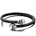 Elastic Adjustable Mens Skull Bangle Bracelet Steel Twisted Cable Cuff Bracelet Silver Black
