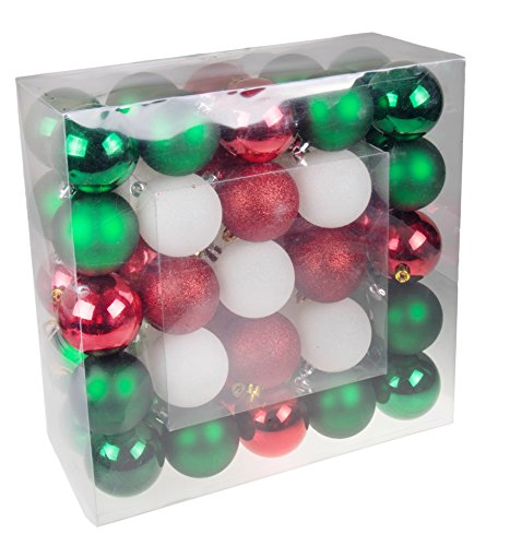 Green, red, and white shatterproof christmas ornaments - large 50…