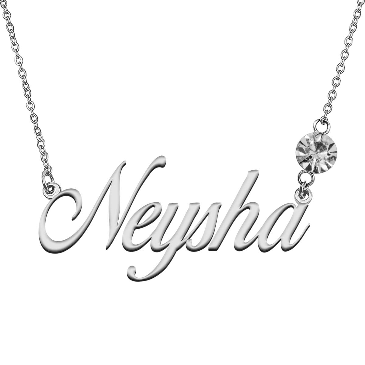 LikeFun Custom My Name Necklace with Birthstone