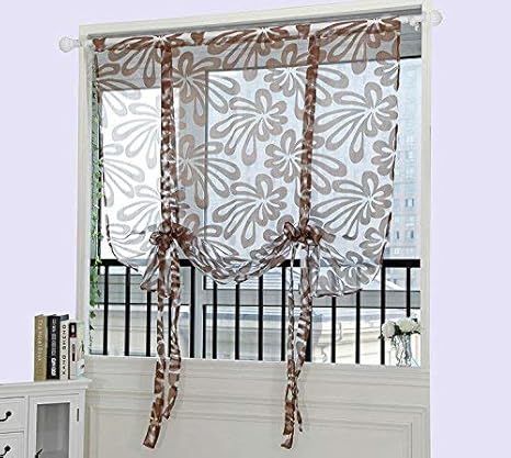 Buy Gogolan Short Curtains Floral Embroidered Roman Sheer Curtains