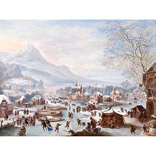Jan Griffier Winter Scene With Skaters Art Print Canvas Premium Wall Decor Poster Mural