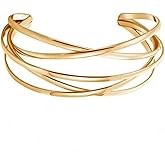 Kprusoian Chunky Cuff Bracelet for Women,Boho Twisted Multi-layer Cross Wire Bangle Bracelets Punk Wide Open Wrist Arm Cuffs