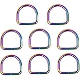 Honkenda Heavy Duty 1 Inch Rainbow Metal D Rings Buckle, Thicker 1'' Semi-Circular D Shape Rings for DIY Sewing Webbing Backpack, Keychains, Bag Belt, Crafts and Dog Leash Collar (8 Pack)